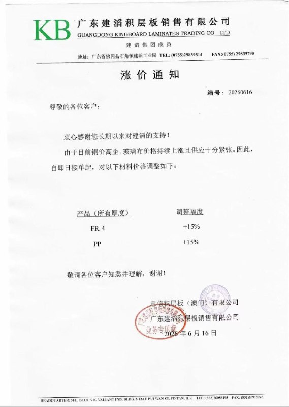 CCL 涨价节奏提速，大超市场预期（建滔时隔20天涨价15%，本轮历史最短，超预期）大猫剑客