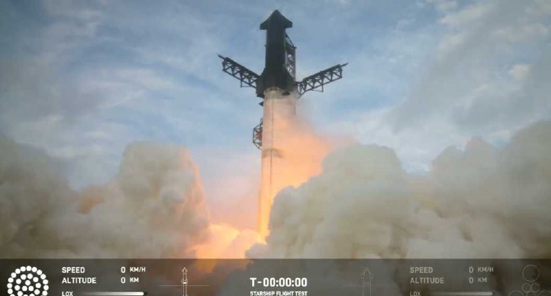 SpaceX星舰第三次试飞发射升空SpaceX的超级火箭“星舰”在得克萨斯州博卡奇卡发射场升空，进行第三次试飞
