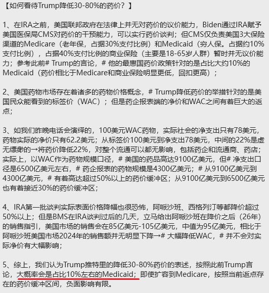 曹山石美国人口仅占全球的不到5%，但却承担了全球制药行业约75%的利润