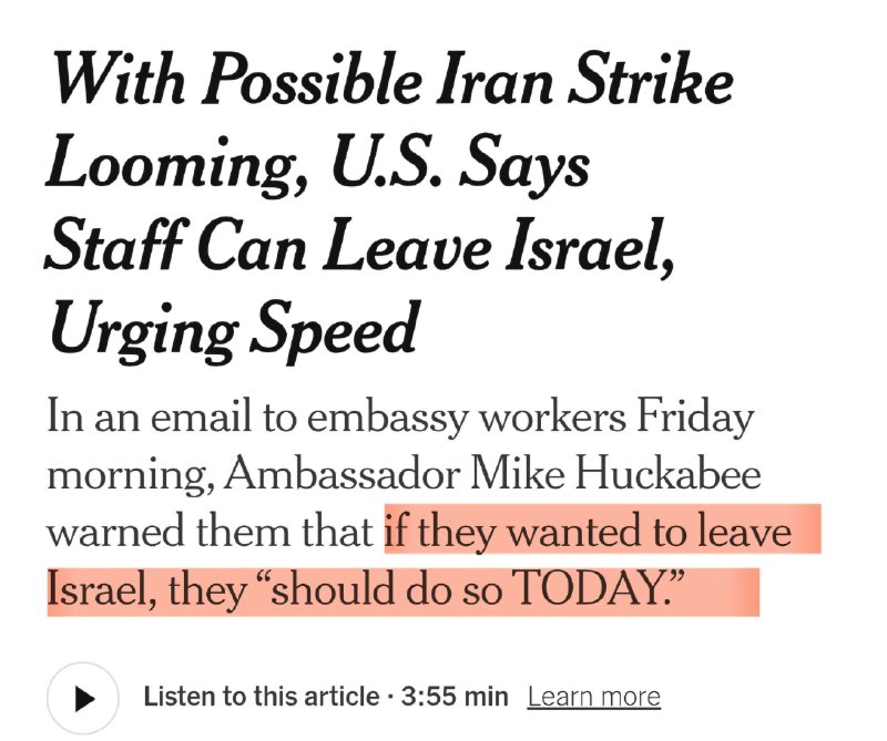 Atom -宏观经济观察员美国驻耶路撒冷总领事馆：出于安全风险考虑，国务院授权非紧急情况下的美国政府人员及家属离开以色列