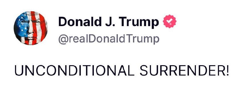 特朗普要求“无条件投降”来源：BNO News Live