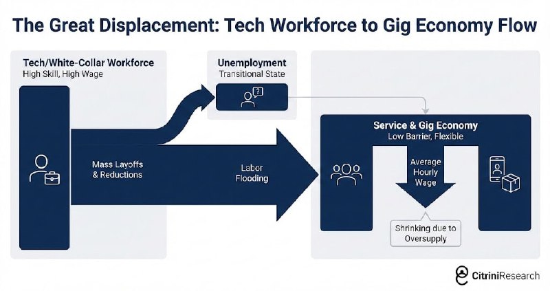 #机构观点 分析师发布报告推演人工智能潜在宏观经济风险Citrini与Alap Shah发布了一项基于2028年视角的经济思想实验，探讨AI大规模普及可能引发的系统性危机
