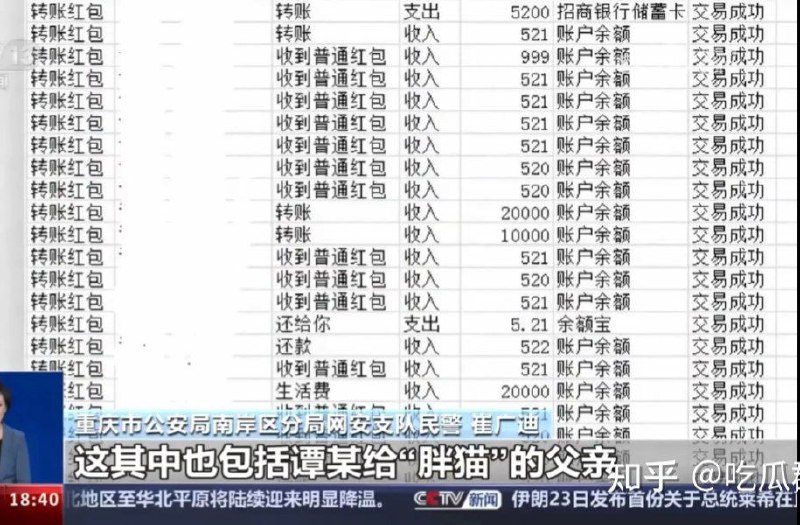 央视披露谭竹部分流水，但流水中的部分细节引发网友吐槽，例如谭某曾多次收到520红包，微信红包上限是200，只在少数特殊日期是520，说明是一天多个