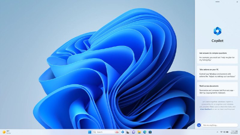 微软宣布 Windows Copilot，Windows 11 的人工智能“个人助理”微软正在将其基于 ChatGPT 的 Bing Chat直接构建到 Windows 11 中，并添加了一些变化，允许用户使用聊天机器人更改他们的 Windows 设置