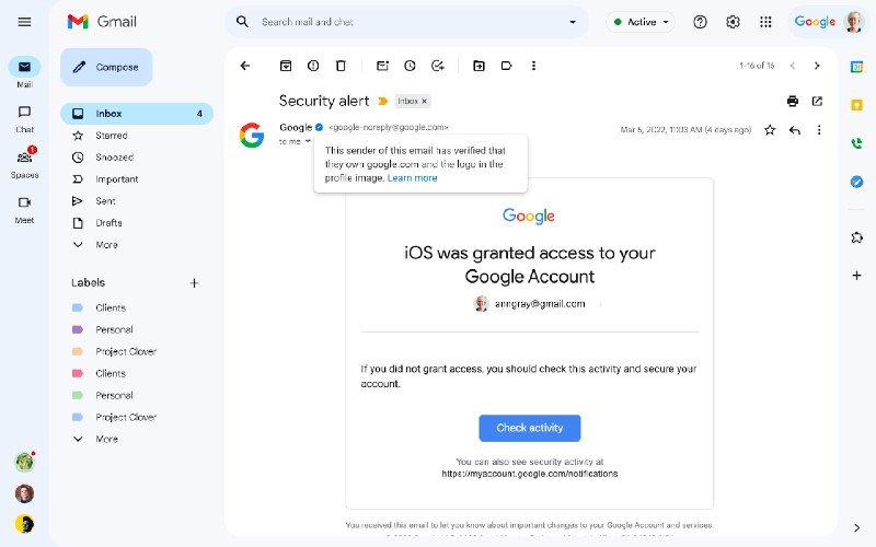简讯: 谷歌将在 Gmail 电子邮件中引入蓝标身份验证［消息品牌认证 (BIMI)］推出时间: Rapid Release and Scheduled Release domains: 从 2023 年 5 月 3 日开始全面推出（功能可见需要 1-3 天） 覆盖范围: 1. 适用于所有 Google Workspace 客户以2. 旧版 G Suite Basic 和 Business 客户 3. 个人 Google 帐户的用户 消息来源: Google Workspace