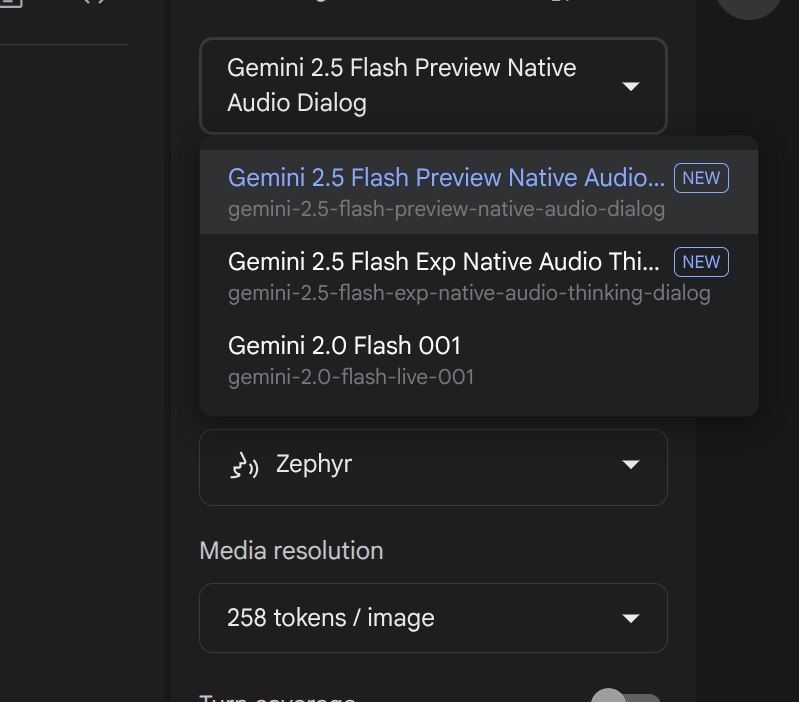 Google 在 ai studio发布了支持音频视频输入和原生音频输出对话的预览版模型它们是  Gemini 2.5 Flash Preview Native Audio Dialog  和  Gemini 2.5 Flash Exp Native Audio Thinking Dialog 它还允许用户控制其语气、口音和说话风格