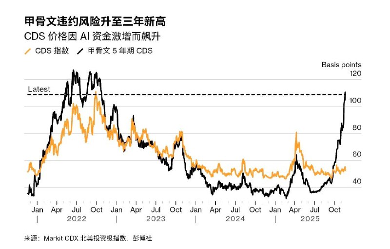 甲骨文公司的信用违约掉期已成为市场对冲 AI 热浪的首选方式，这得益于其大量与 AI 相关的巨额支出和较弱的信用评级