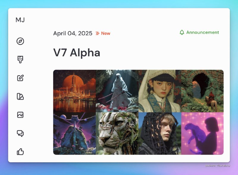 Midjourney发布全新V7图像生成模型 显著提升细节表现与工作效率AI图像生成工具Midjourney推出时隔一年多的全新V7模型，该版本完全重构并已开放alpha测试