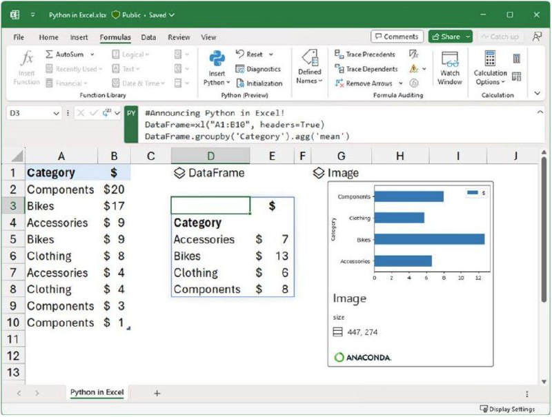 简讯: 微软今天宣布在 Excel 中推出 Python 的公共预览版，这将使高级电子表格用户能够在同一个工作簿中结合流行的 Python 语言和他们通常的 Excel 公式