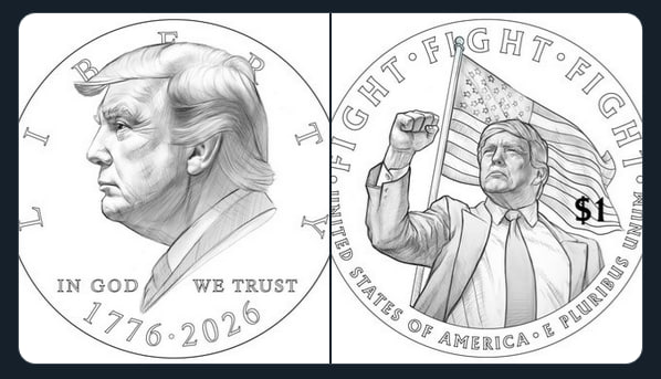 美国财政部长贝森特转发关于打造印有特朗普头像的1美元硬币的贴文，贴文中官员Brandon Beach证实“这些为纪念美国建国250周年以及致敬总统特朗普而拟定的初步方案均为真实内容”，美财政部已证实将打造该硬币