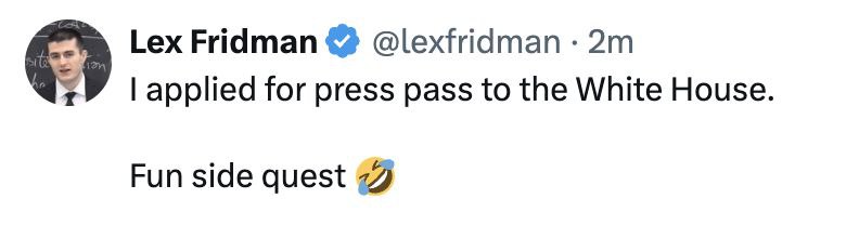 白宫发言人：“我们鼓励这个国家的任何人：无论你是 TikTok 内容创作者、博主还是播客--只要你制作合法的新闻内容，无论通过什么媒介，你都可以向白宫申请记者证