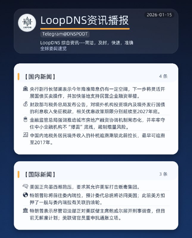 🌏 #全球要闻速览 2026-01-15